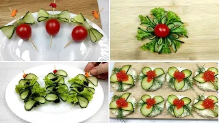 4 простых и вкусных закусок из свежего огурца...