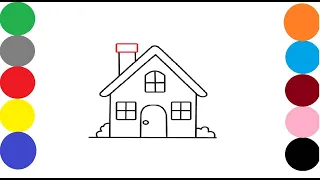 Draw A House | Simple & Easy Drawing | Coloring For Kids & Toddlers