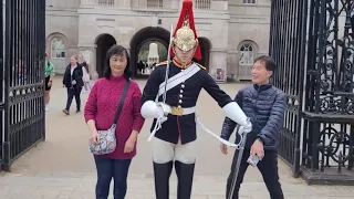 The King's Guard gives the tourist the big elbow #horseguardsparade