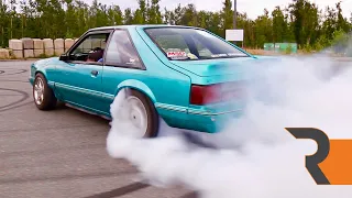 The Sketchiest Foxbody Mustang Drift Car | An Angry 5.0L and a Few Roasted Tires!