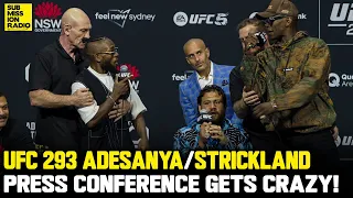 Bottle Throw Ignites Wild UFC 293: Adesanya vs. Strickland Press Conference!