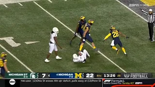 Michigan State punter has trouble with the snap