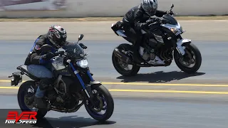 Kawasaki Z800 vs Yamaha MT-09 🚦 DRAG RACING 🏁 5 Carreras 🏍️🏍️