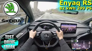 2022 Skoda Enyaq Coupe RS iV 299 PS TOP SPEED AUTOBAHN DRIVE POV