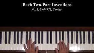 Bach Two-Part Inventions No.  2 Piano Tutorial