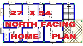 27 x 54 North Facing Home Plan  3BHK house plan.