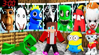 Mikey and JJ vs NEXTBOTS vs RAINBOW FRIENDS ALPHABET LORE Obunga Pennywise Minecraft Gameplay