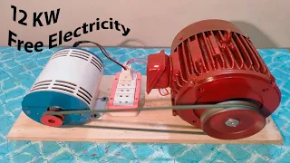 How To Build a 12 kW Free Electricity Generator with 3 HP Motor & Low RPM Alternator