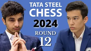 Santosh Gujrathi Vidit vs Nodirbek Abdusattorov | Tata Steel Masters 2024 | Round 12