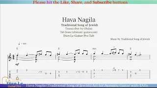 Hava Nagila (Traditional Song of Jewish) Arr for Acoustic Guitar with TABs