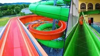 First Stand-up Water Slides in the World!! at AquaMagis [Onslide POV]