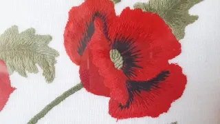 Вышивка гладью для начинающих. Мои работы. Маки. Stitch embroidery for beginners.  My works. Poppies