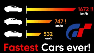 Fastest car in each Gran Turismo game (1672 km/h !!)