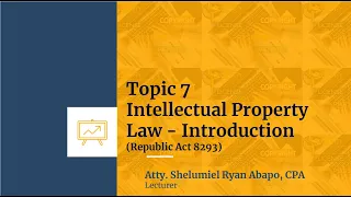 Topic 7 Intellectual Property Law - Introduction (1/5)