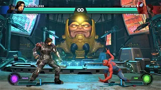 Winter Soldier & Captain America vs Spider-Man & Black Widow (Hardest AI) - Marvel vs Capcom