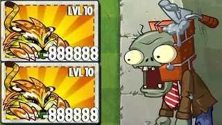 All Plants Max Level use 1 Power Up Vs 40 Conehead Zombie - Who is Best - PvZ 2 Gameplay