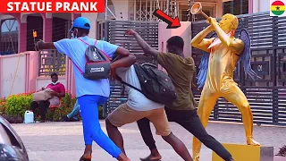 😂😂😂WHAT A SCATTER! Golden Angel Statue Prank + Top Reactions.