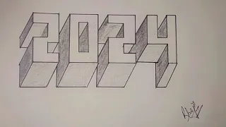 2024 3d drawing on paper for beginners|Easy Pencil Drawing #drawing#art#2024 #illusion@artwithwisdom