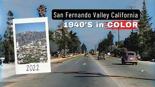 Driving 1940's San Fernando Valley California in COLOR with SOUND