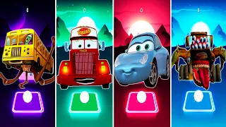 BUS EATER vs MACK TRUCK vs SALLY CARRERA vs TOW MATER MONSTER | Tiles Hop EDM Rush