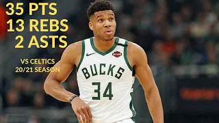 Giannis Antetokounmpo 35 Pts 13 Rebs 2 Asts Highlights vs Celtics | NBA 20/21 Season