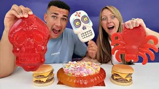 Real Food VS Gummy Food! Gross Giant Candy Challenge - Best Chef Daddy VS Tiana