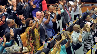 South African MPs celebrate as Cyril Ramaphosa is sworn in
