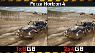 RX Vega 11: 1x8 vs 2x4 GB DDR4 Forza Horizon 4 (Single Channel vs Dual Channel)