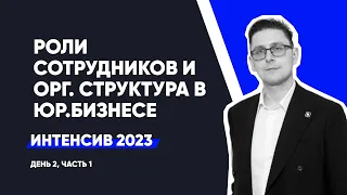 Роли сотрудников и орг. структура в юридическом бизнесе | Интенсив - день 2, ч.1 | сентябрь 2023