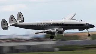 Spectacular Lockheed Super Constellation visual Approach - Paris Air Show 2013 ( HD )