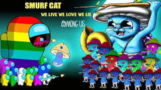 어몽어스 VS ZOMBIE SMURF CAT ( we live we love we lie ) - AMONG US FUNNY ANIMATION