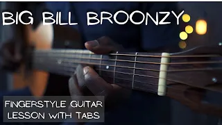 Easy Big Bill Broonzy Style Acoustic Guitar Lesson / With Tabs