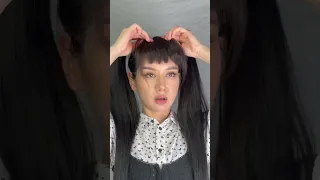 Cute Hairstyle Idea Tutorial | Pigtails plus micro bangs #shorts #shortsfeed #shortsvideo