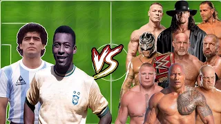 Maradona Pele VS WWE Championships (John Cena-Undertaker-the rock-Goldberg-Brock Lesnar-Kane)