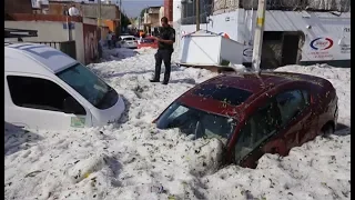 Weather Events 2019 - 1.5m deep hail ice covers Guadalajara (Mexico) BBC & Sky News - 1st July 2019