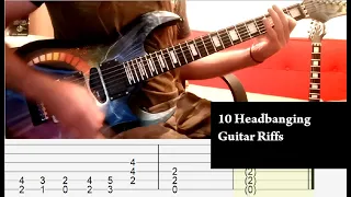 10 Headbanging Guitar Riffs with Tabs | Tutorial | Guitar Tab | Lesson