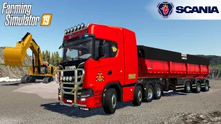 Farming Simulator 19 - SCANIA R730 Dump Truck Carries Crushed Stone From The Quarry