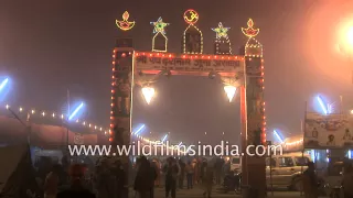 Kumbh Mela - Tents and guru's wards illuminated by lights