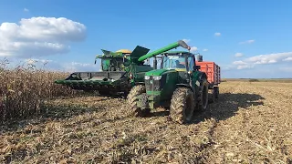 Prima zi la recoltat de porumb 2020 +JohnDeere S760i