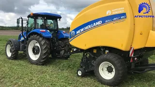 Трактор New Holland T5.110S в роботі з пресом New Holland RB180