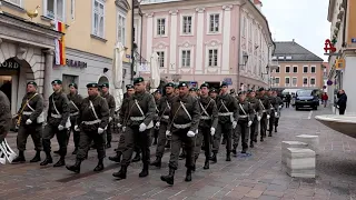 Einzug der Militärmusik Steiermark in den Landhaushof. 10. Oktober 2021.
