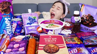 [Mukbang ASMR] Korean Convenience Store Food 💜Rice Noodles IceCream Chocolate Dessert Jelly Ssoyoung