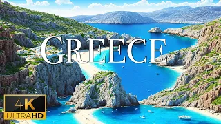 FLYING OVER GREECE (4K Video UHD) - Calming Music With Wonderful Natural Video For Relaxation On TV