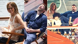 Jennifer Lopez & Ben Affleck During Boat Ride With Daughters Emme on sightseeing tour in Paris.