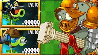 Plants vs Zombies 2: All Pea Plants Power-up Vs Giant Gargantuar