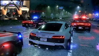 NFS HEAT Police Chase Audi R8 - LOGITECH G29 gameplay