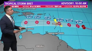 Tropical update: Bret getting stronger; Invest 93L likely to become Cindy