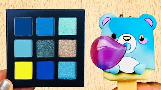 Mixing Makeup Eyeshadow and Glitter into Slime, Satisfying Slime Video