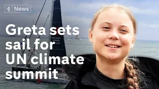 Greta Thunberg speaks as she sets sail for U.S. climate summit