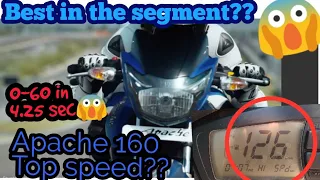 Tvs Apache 160 Top Speed 😱😱 | highest top speed in segment?? | #apache160topspeed